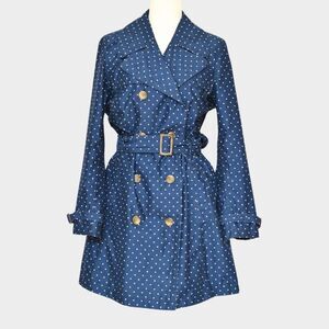 LAND'S END Polka Dot Trench Coat Navy Size M (10-12)